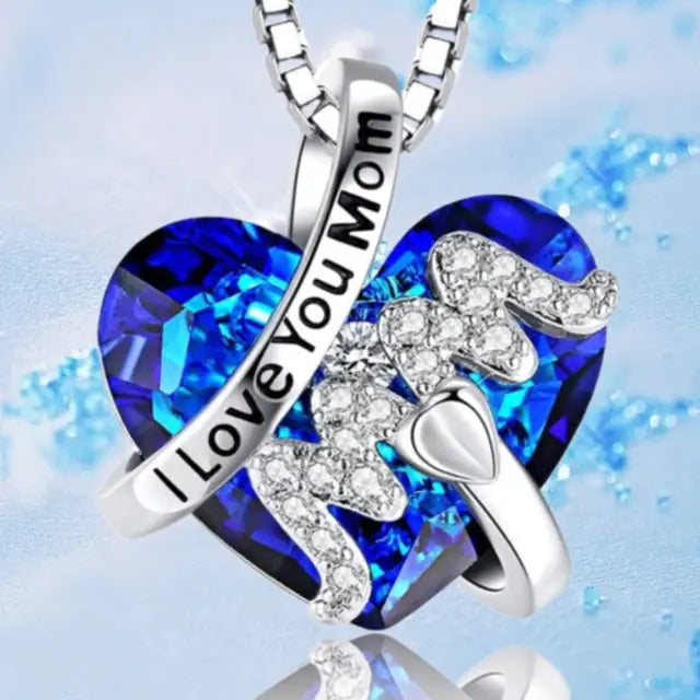 Elegant Crystal Heart Necklace Gift for Mother's Day