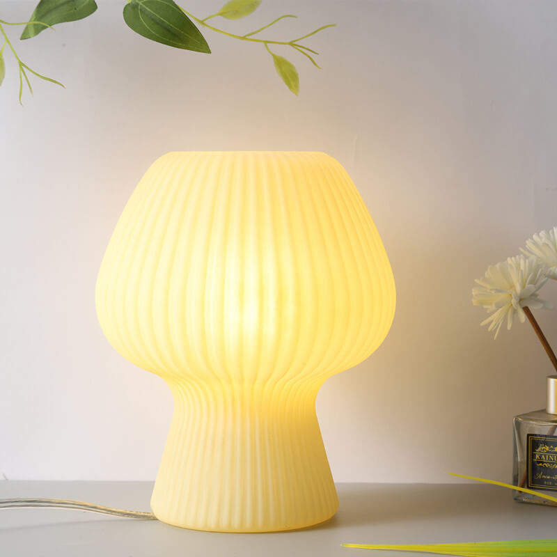Sturdy Glass Table Lamp with Minimalist Mushroom Design for Bedside