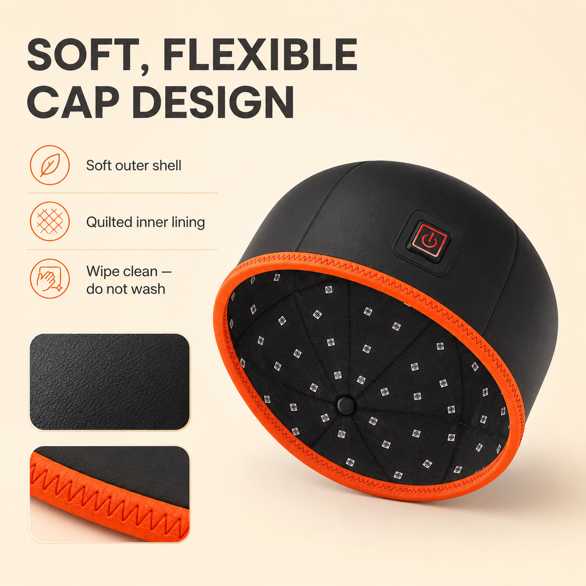Red and Near-Infrared Light Therapy Cap | 660nm/850nm LEDs, Pulse Modes 10Hz/40Hz, Auto Shut-Off