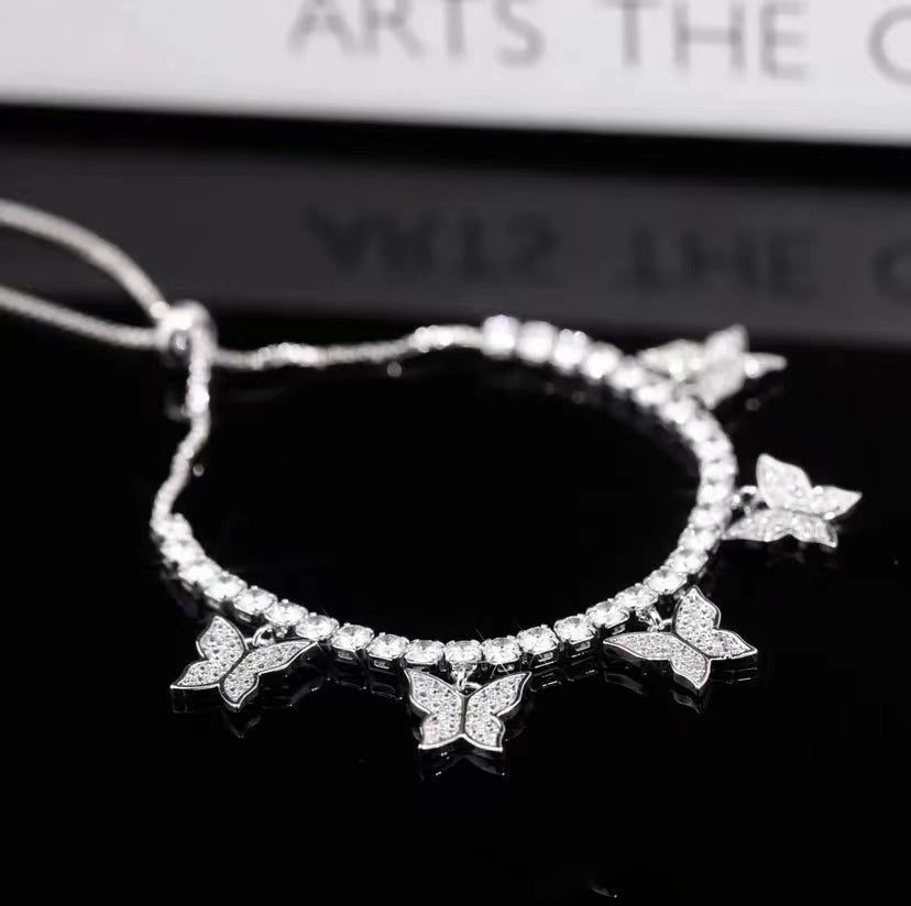 Elegant Zircon Butterfly Cuff Bracelet