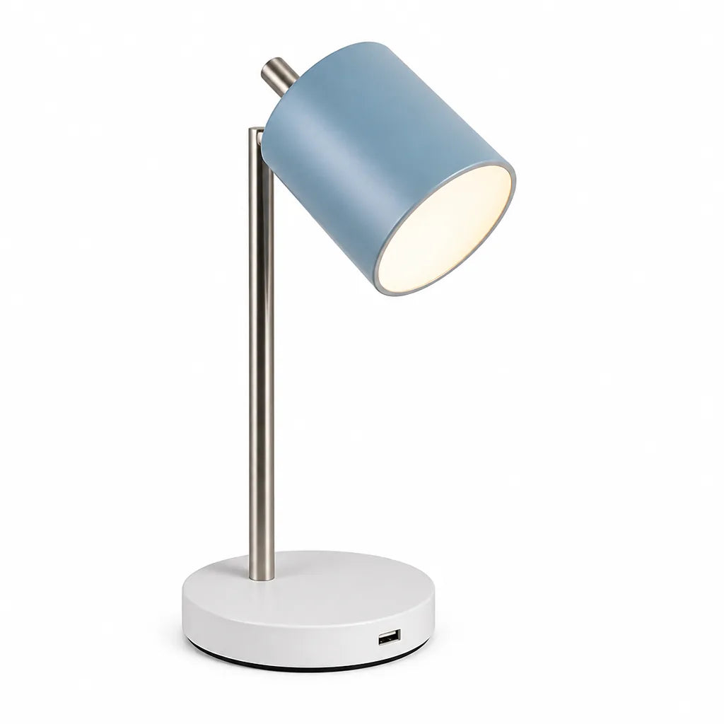 Sleek Round LED Table Lamp with USB Charging and Dimming Feature