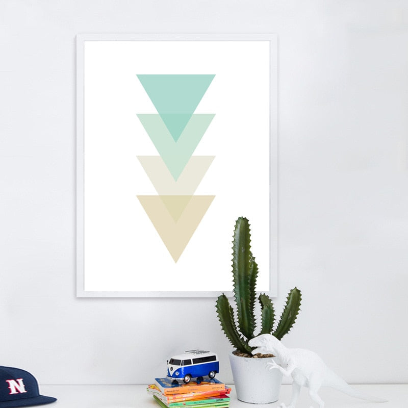 Geometric Triangles in Mint - Canvas Wall Art for Modern Spaces