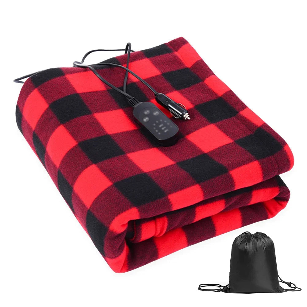 12V Electric Heated Car Blanket | 9 Heat Levels | Quick Warm-Up & Auto Shut-Off | Soft Coral Fleece, 150×100 cm Cozy Design