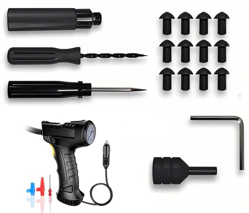 Ultimate Tire Repair Kit for Tubeless Tires | 12 Seal Plugs & Tools for Quick Fixes | Optional Tire Pump