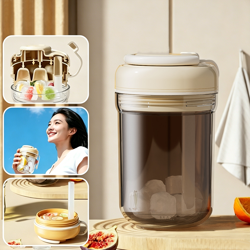 Versatile Ice Cube Maker & Travel Cup with Straw