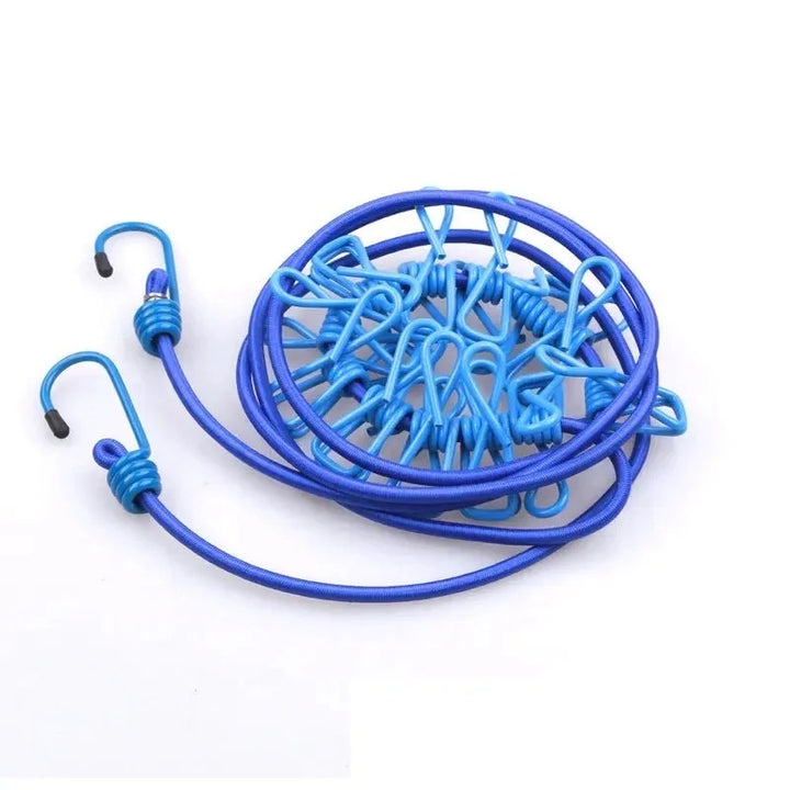 Compact Adjustable Clothesline with 12 Durable Clips