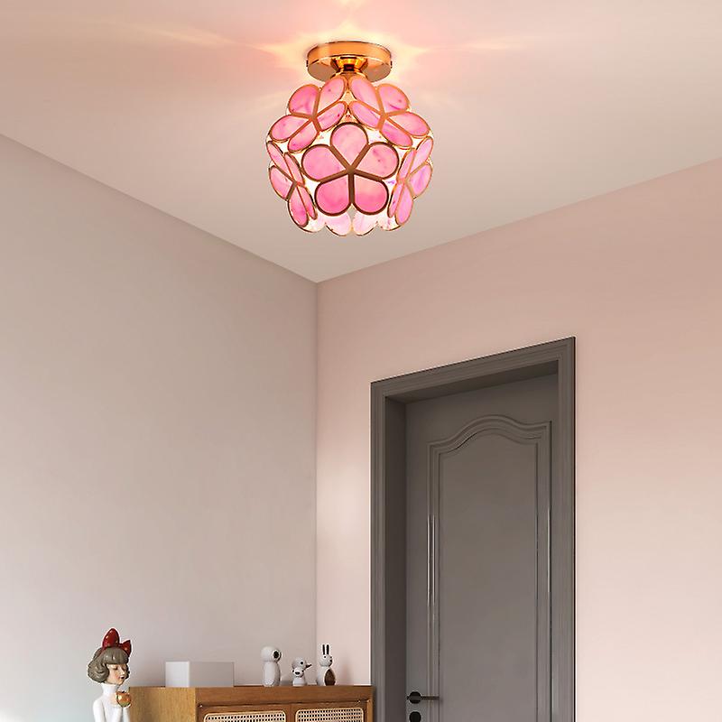 Floral Patterned Glass Ceiling Light Fixture
