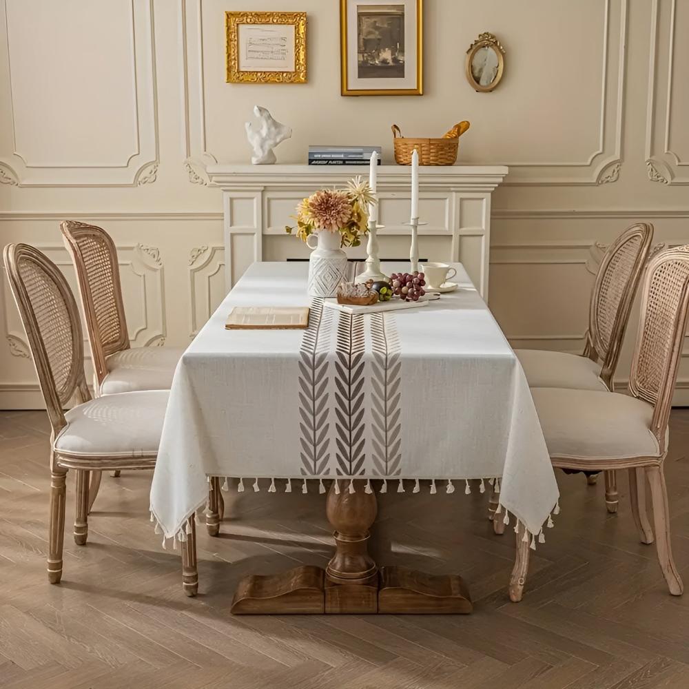Charming Leaves Embroidered Dining Table Cover