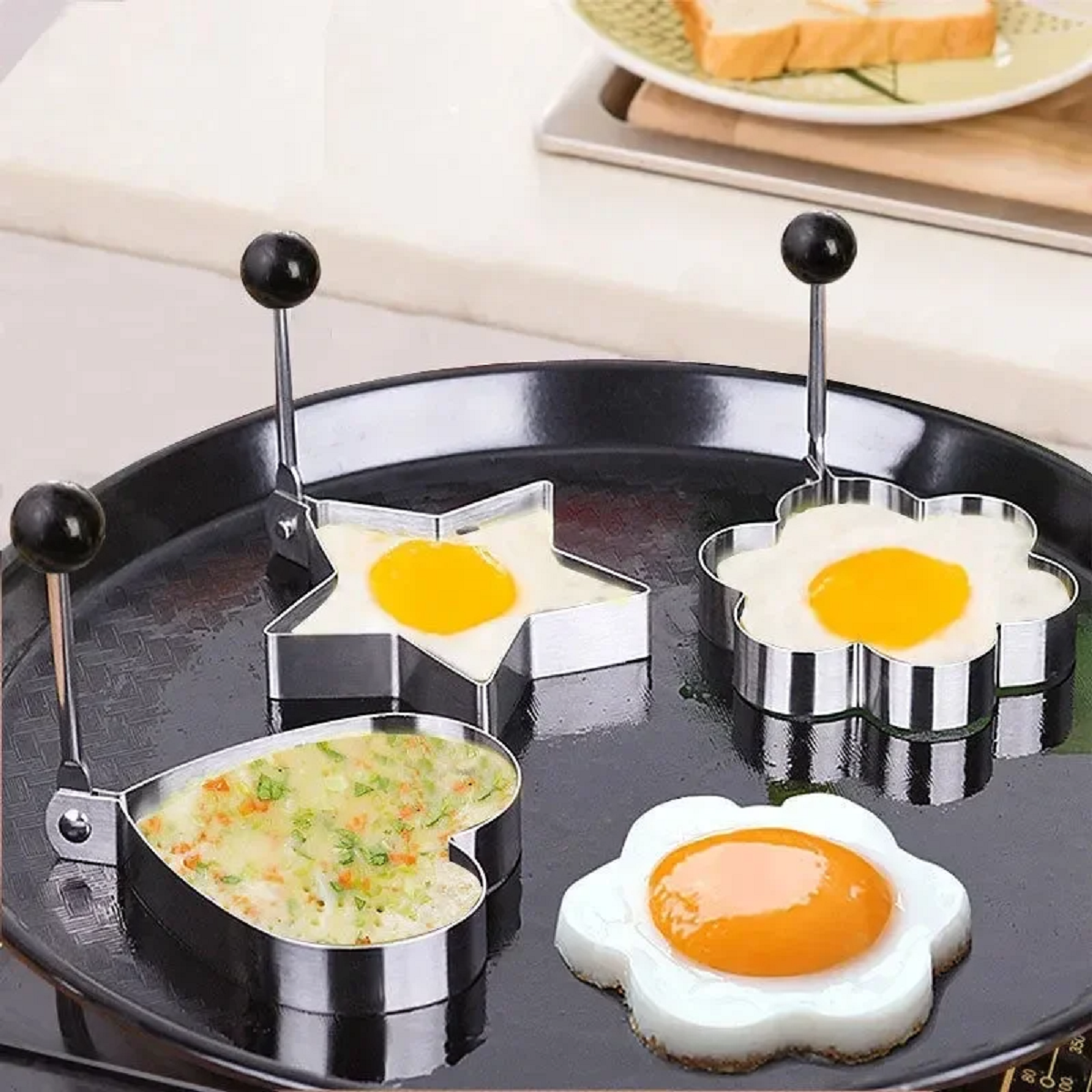 Heart-Shaped Pancake and Fried Egg Mold in Stainless Steel