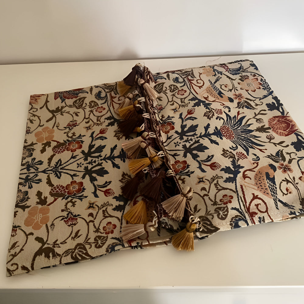 Vintage Floral and Bird Design Jacquard Table Runner