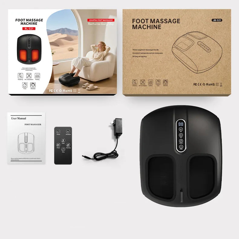 Heat and Air Compression Foot Massager with Remote, LCD Display & Adjustable Intensity