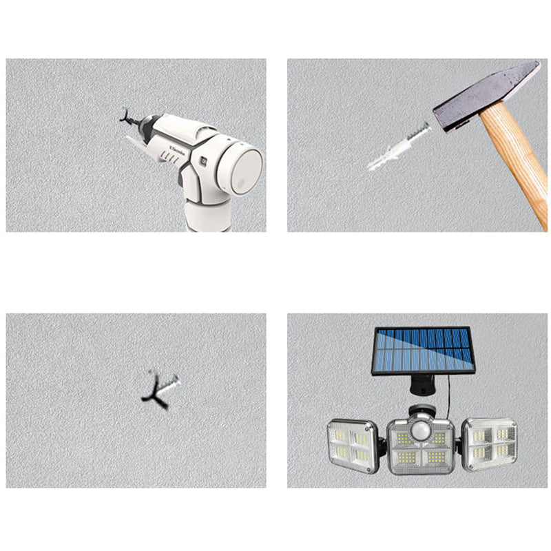 Triple-Head Solar-Powered LED Wall Light