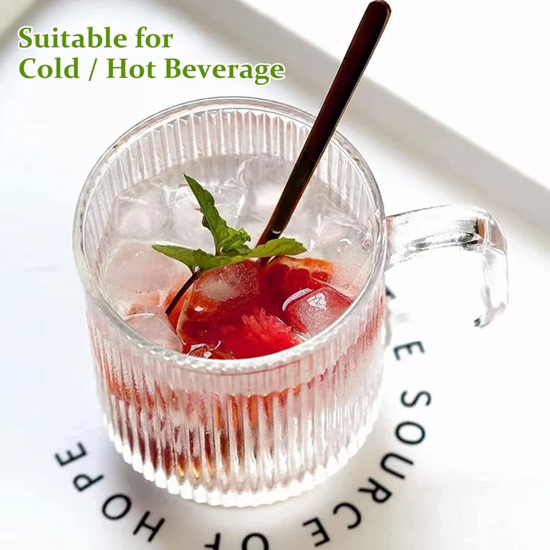 Set of 6 Glass Coffee Cups with Handles