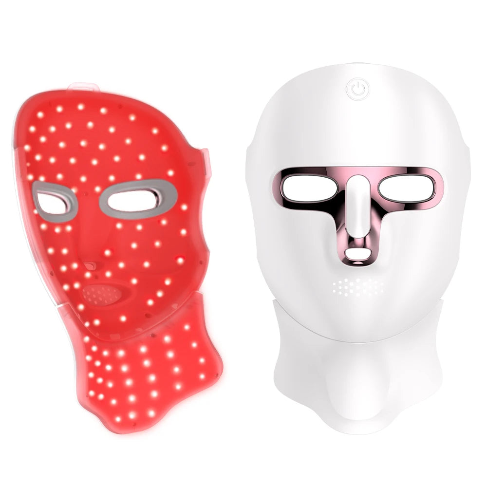 Wireless LED Facial Mask with Neck Light Therapy – 7 Colors, 120 LEDs for Acne and Wrinkle Treatment