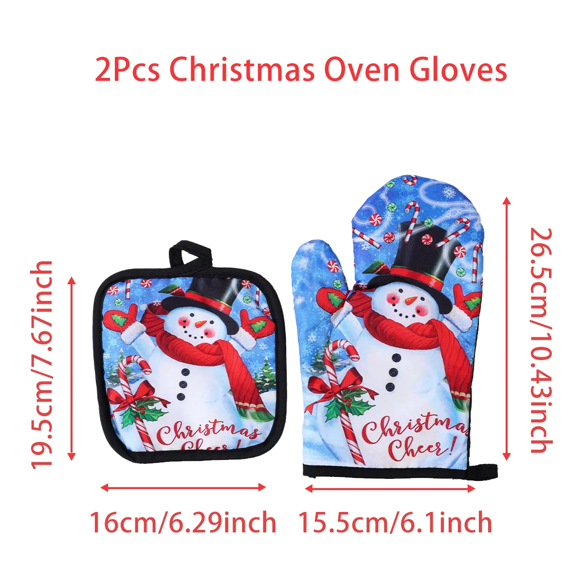 Festive Christmas Oven Mitts Set | Heat-Resistant Kitchen Gloves for Holidays