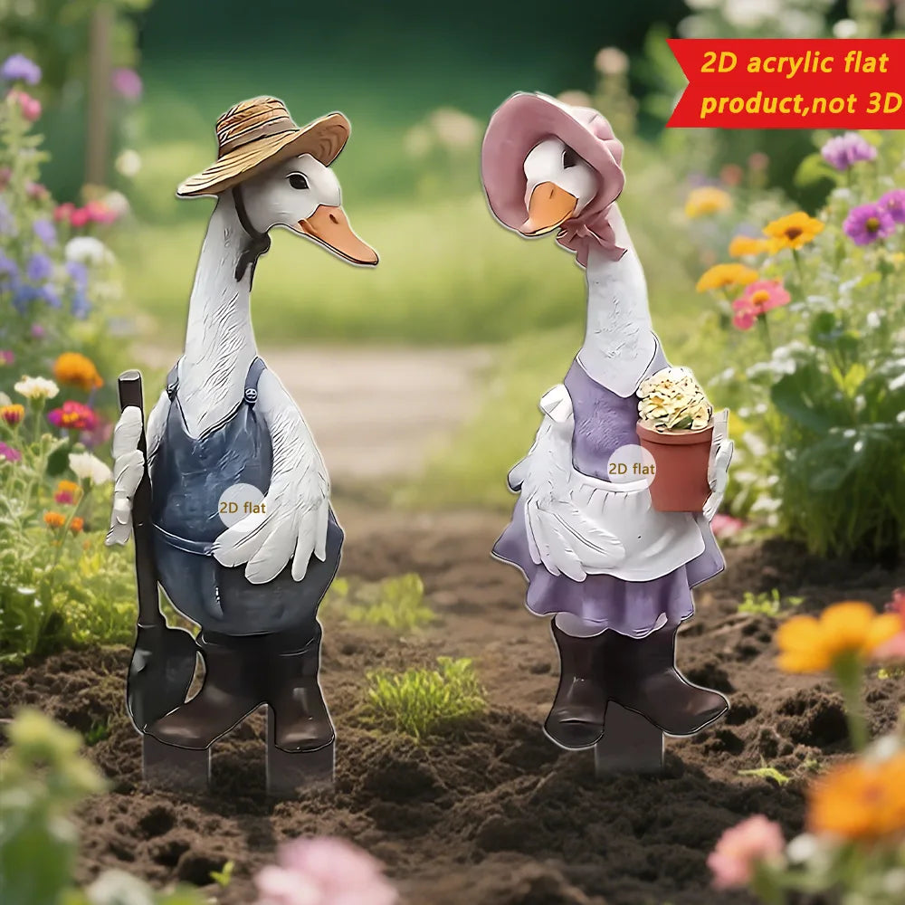Garden Stake Duck | Playful Animal Figurine | Acrylic | For Lawn and Outdoor Decor