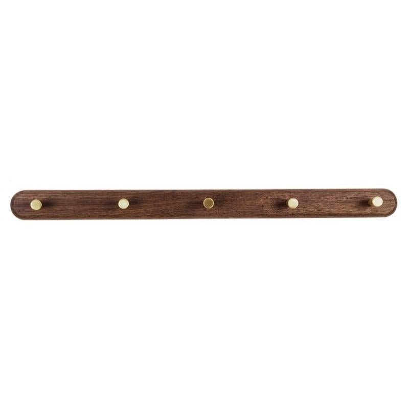 Minimalist Wooden Coat Rack with Brass Hooks for Wall Mounting