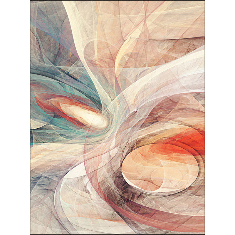 Abstract Polyester Rug in Apricot and Green - Washable Non-Slip Design for Living Room