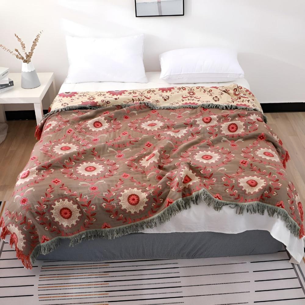 Chic Mandala Reversible Cotton Throw for All Seasons