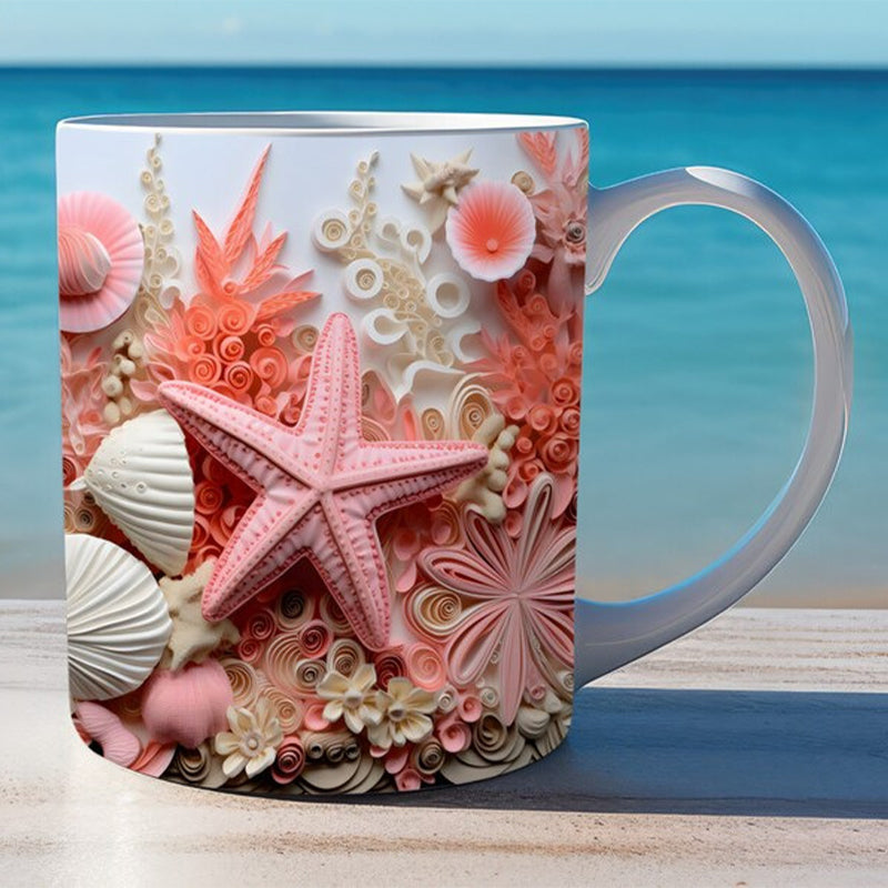 Coastal Serenity 3D Ceramic Coffee Mug