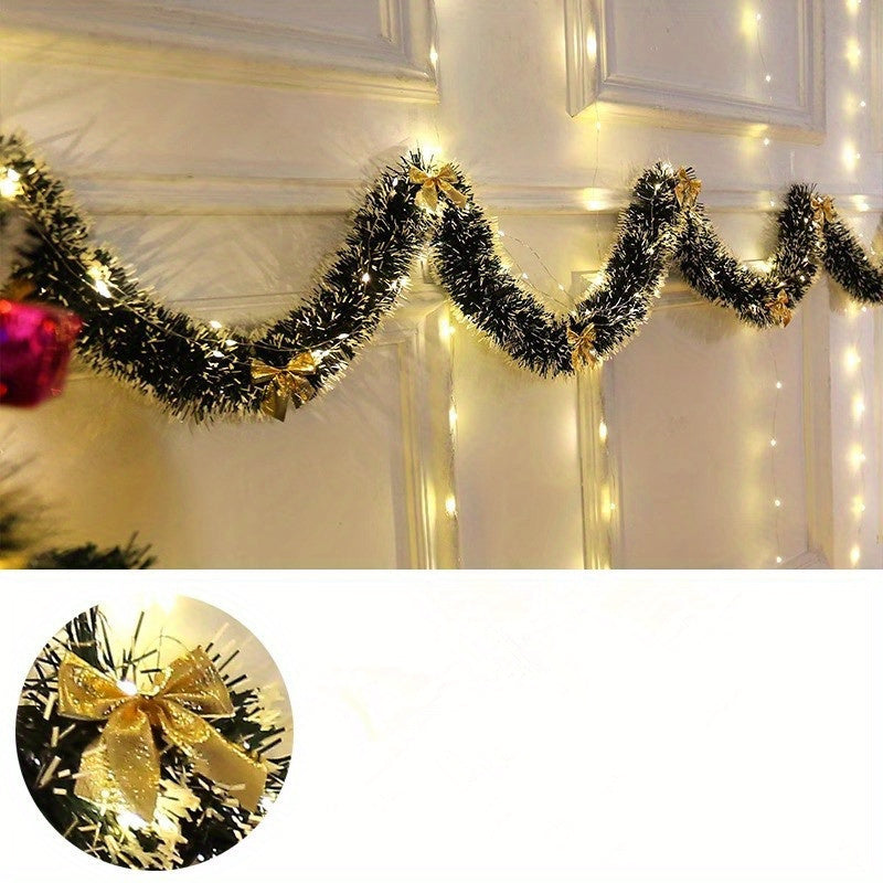 Wireless Metallic String Lights – Set of 2 LED Christmas Garland with Warm Glow