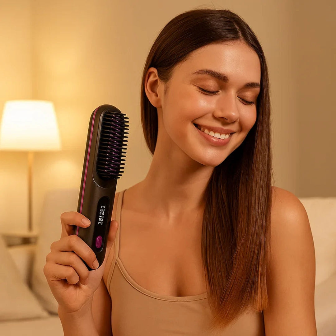 Straightening Brush with Heat – Quick Smoothing and Frizz Control