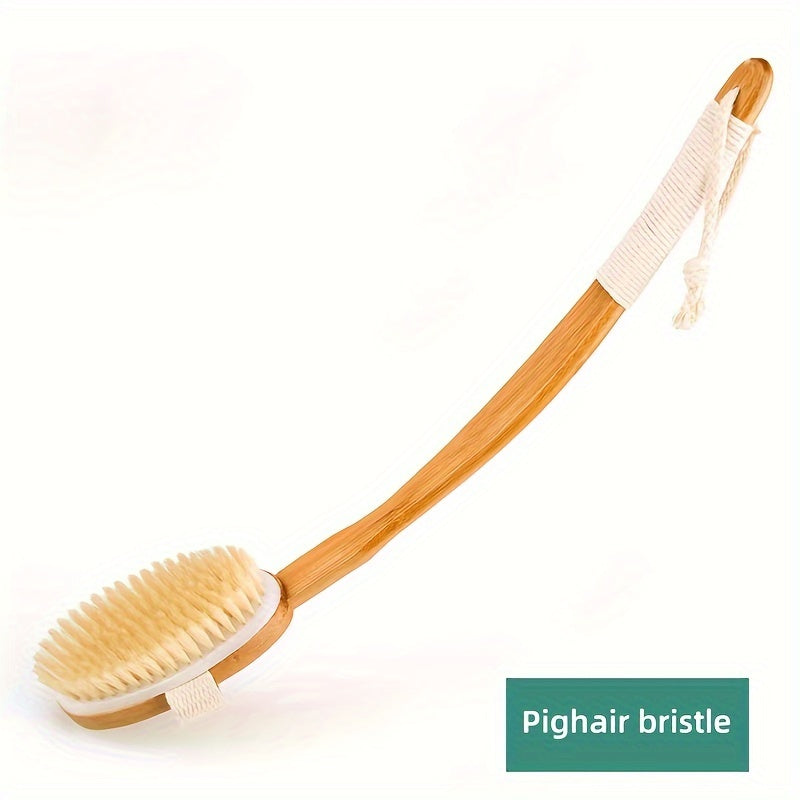 Back Cleaning Sponge Brush with Long Wooden Handle and Soft Bristles