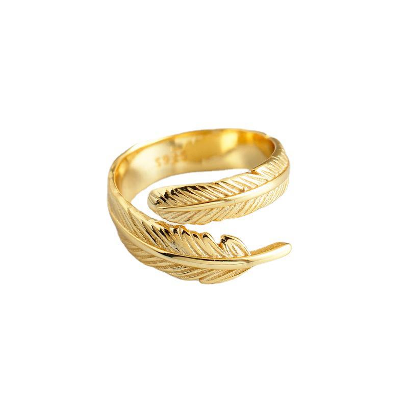 Versatile Golden Feather Adjustable Ring