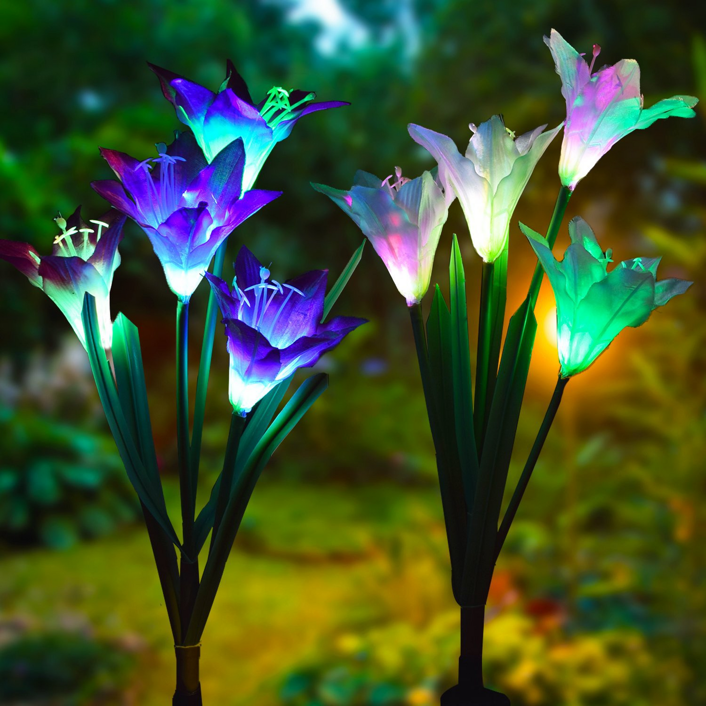 Solar LED Flower Lights – Color Changing Garden Stakes for Outdoors