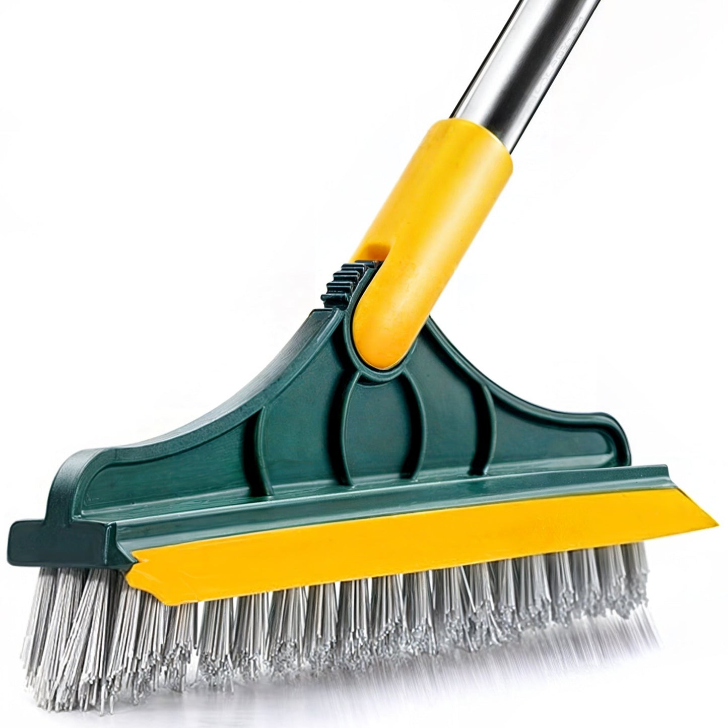 Telescopic Floor Brush with Rubber Squeegee, V-Shaped Bristles, 120° Swivel Head for Grout and Tiles, Extends to 106 cm (41.7 in)