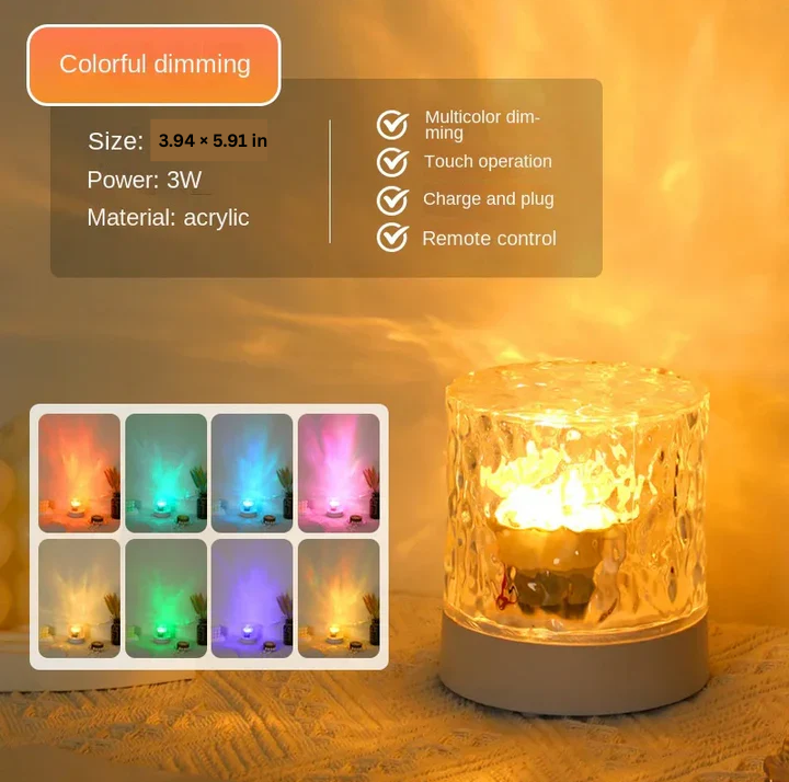 Night Light with Crystal Ripple Projector