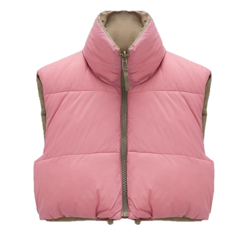 Sleeveless Women's Waistcoat with High Collar – Warm Parka