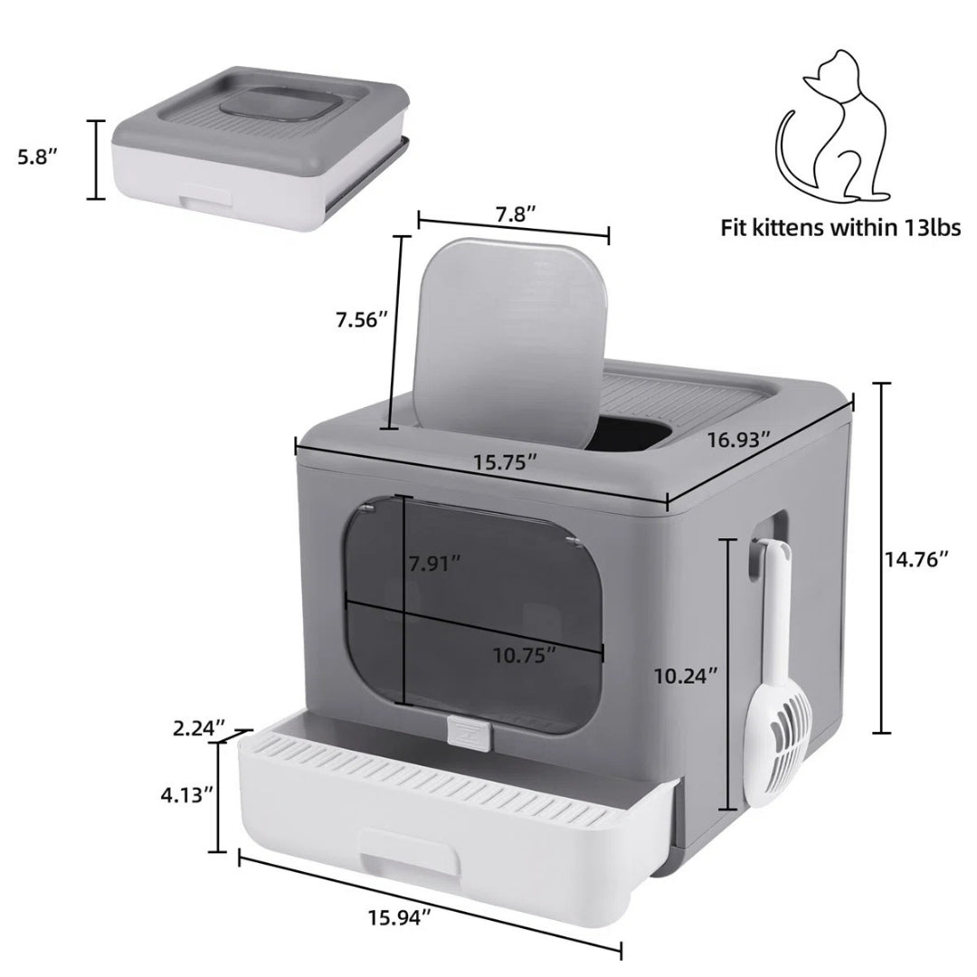 Portable Cat Litter Box - Space-Saving and Collapsible Design