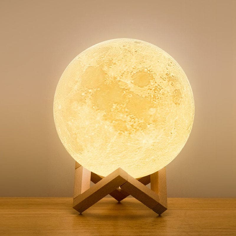 White Plastic Moon-Shaped Table Lamp for Decorative Lighting
