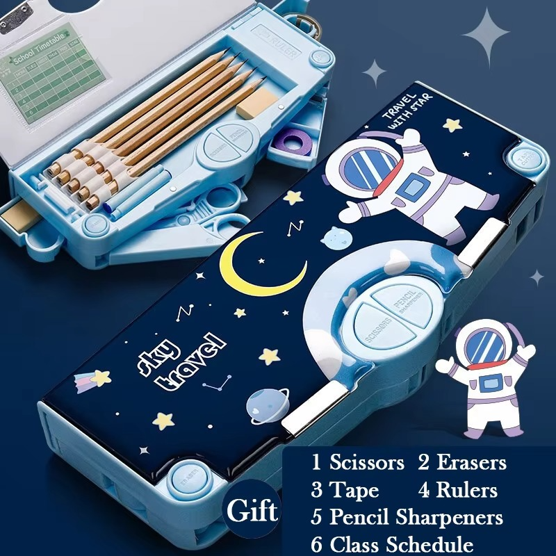 Effortless Pencil Case with Built-in Sharpeners