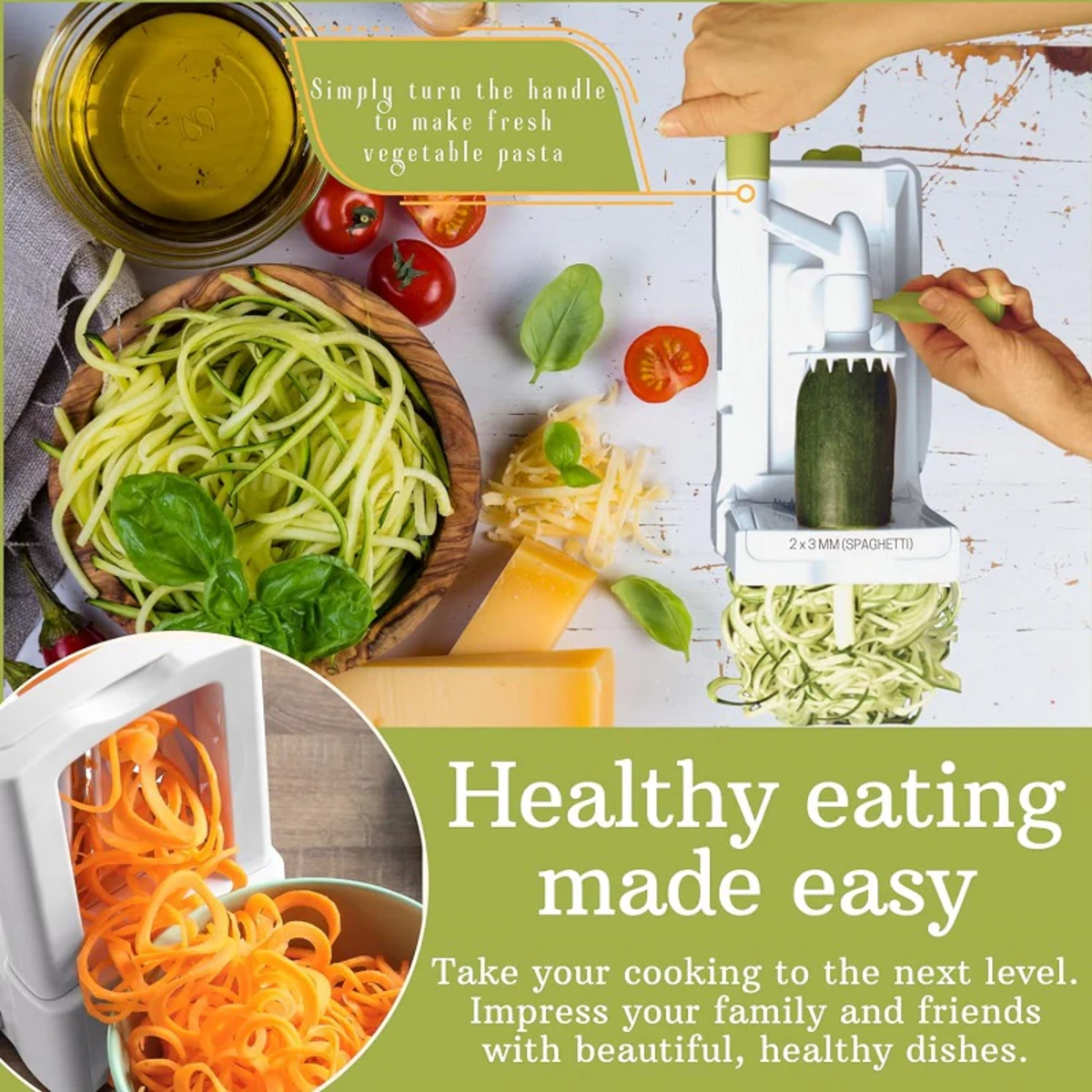 Spiral Vegetable Slicer for Making Pasta and Spaghetti
