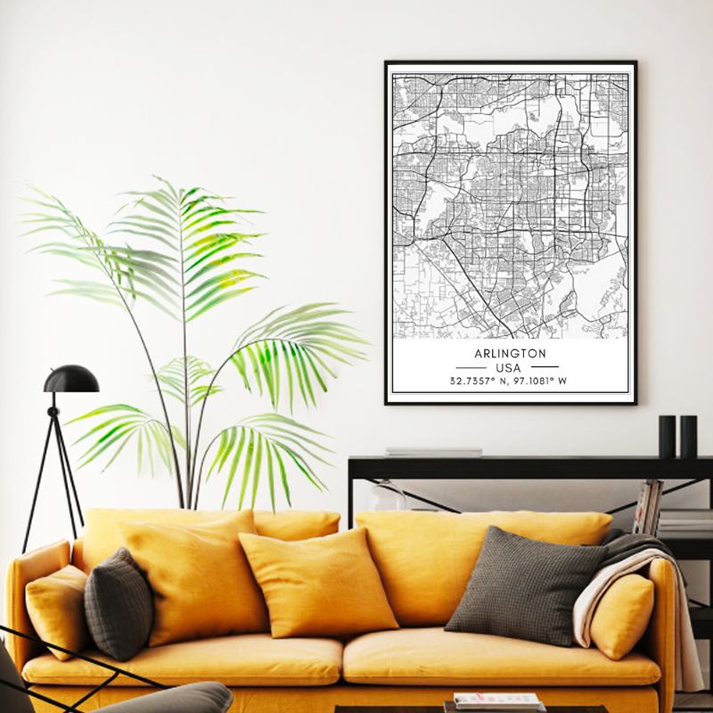 Canvas Wall Art of Arlington City Map
