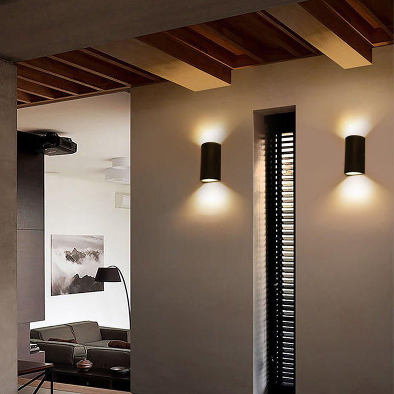 Minimalist Black LED Wall Mount Light - Geometric Aluminum Sconce for Patio