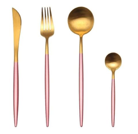 Luxury Gold and Silver Cutlery Set - 24 Stainless Steel Pieces