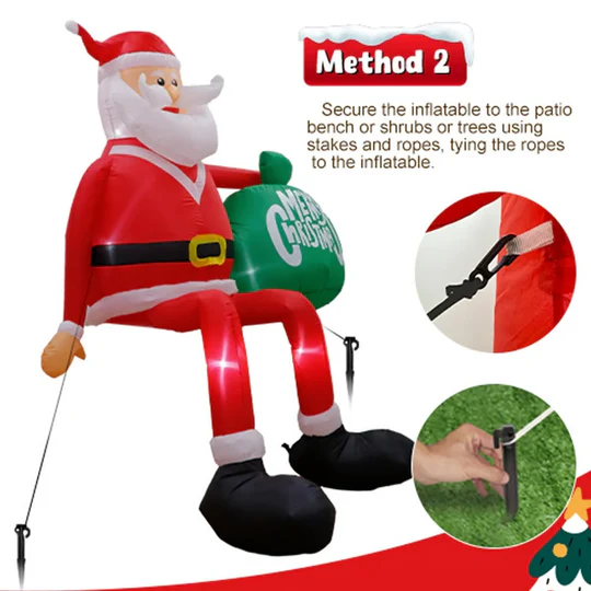 Santa Claus Inflatable Climber - 8 Feet Tall Decoration