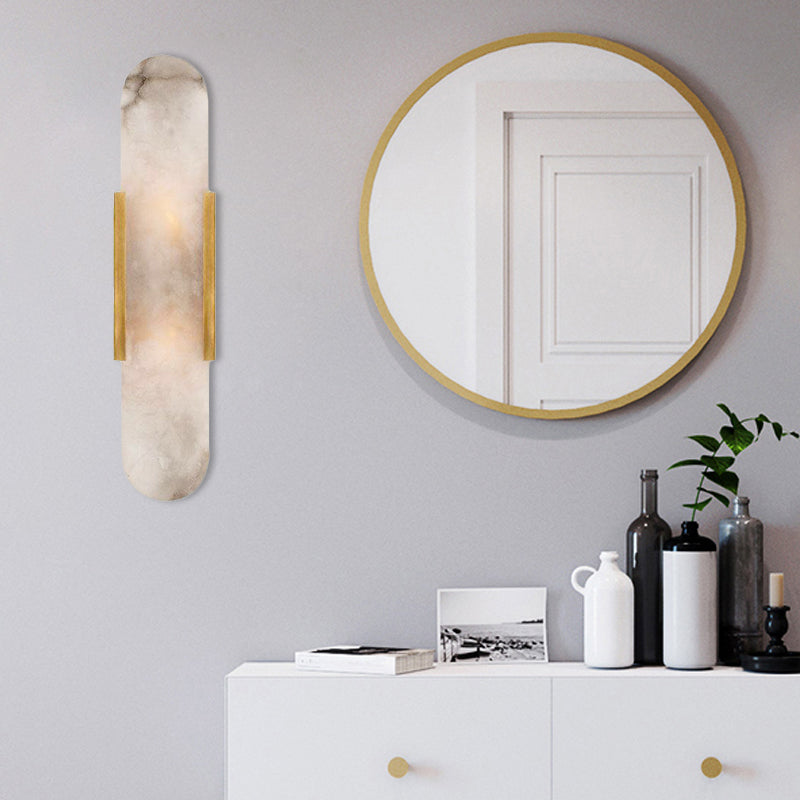 Colonial Style Flush Mount Wall Light with 2 Bulbs - Gold/Black Marble