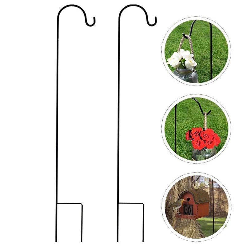 Garden Hook Stake | 76 cm Metal | Black Rustproof | Perfect for Lanterns & Hanging Plants