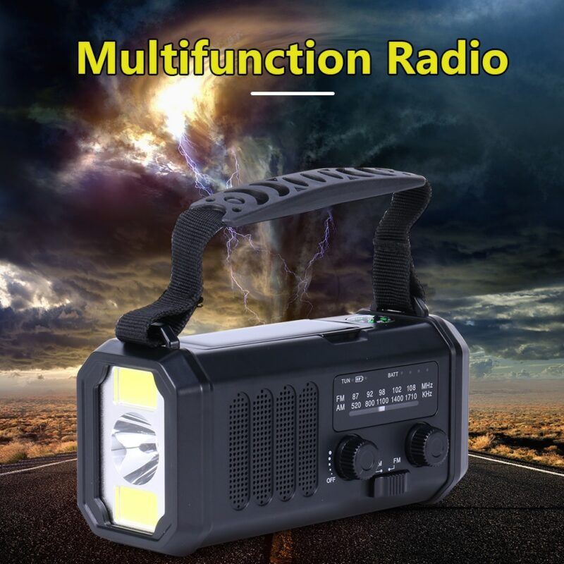 Emergency Radio with Solar and Hand Crank Power