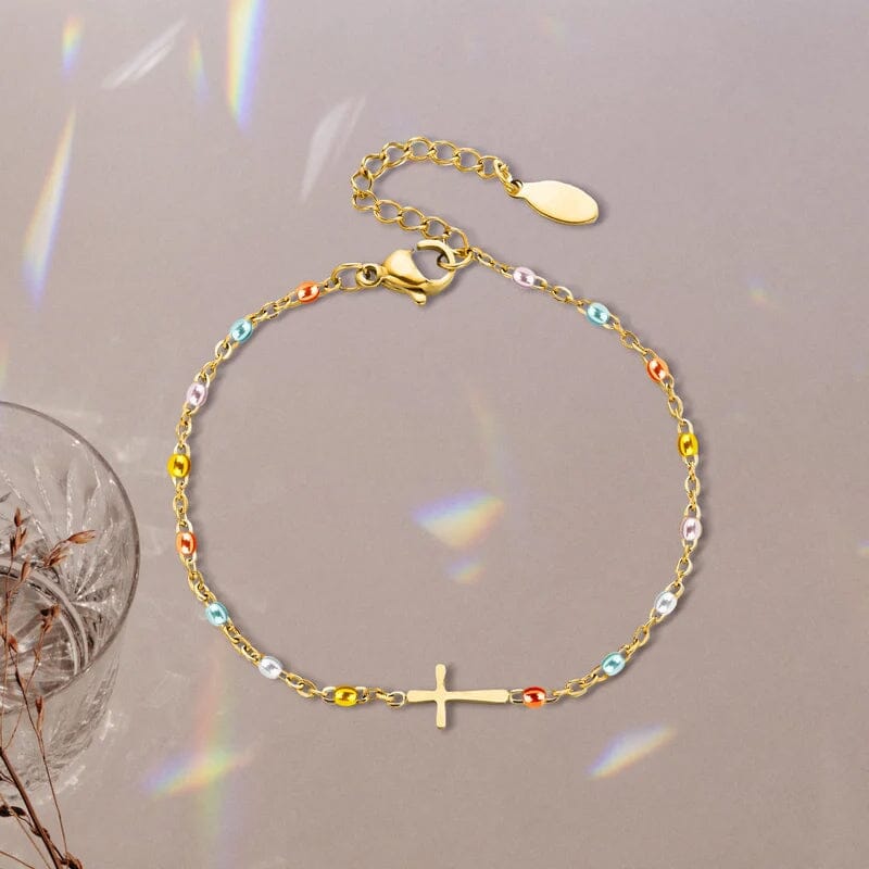 Cross Bracelet for Friendship and Faith – Adjustable in Silver or Gold – Gift Box Available
