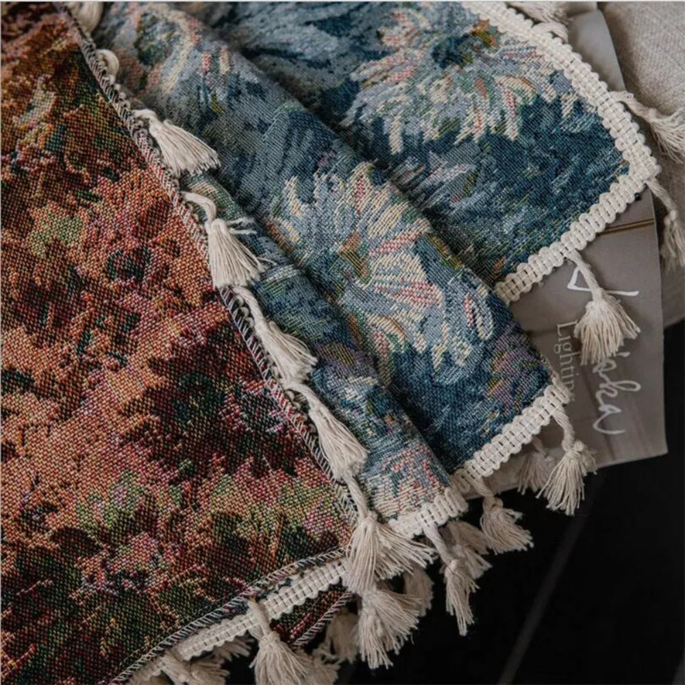 Elegant Navy Blossom Tassel Drapes for a Chic Home