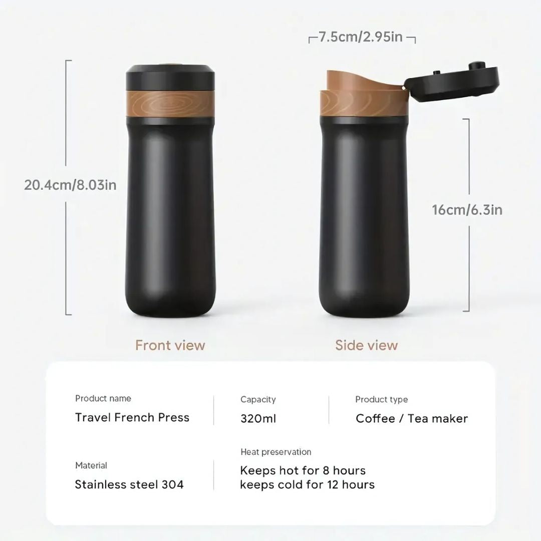 Travel Coffee Brewer with French Press Design