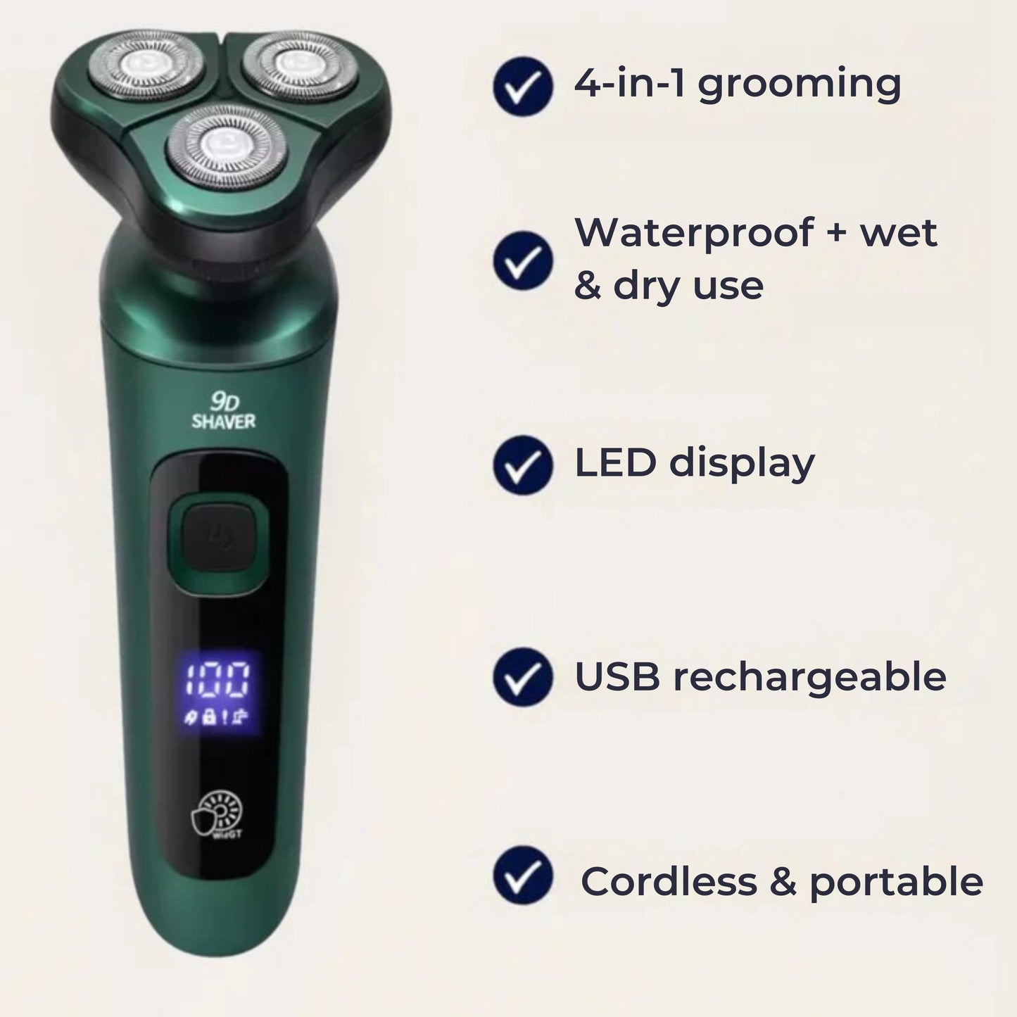 All-in-One Grooming Device – Waterproof – LED Screen – USB Rechargeable