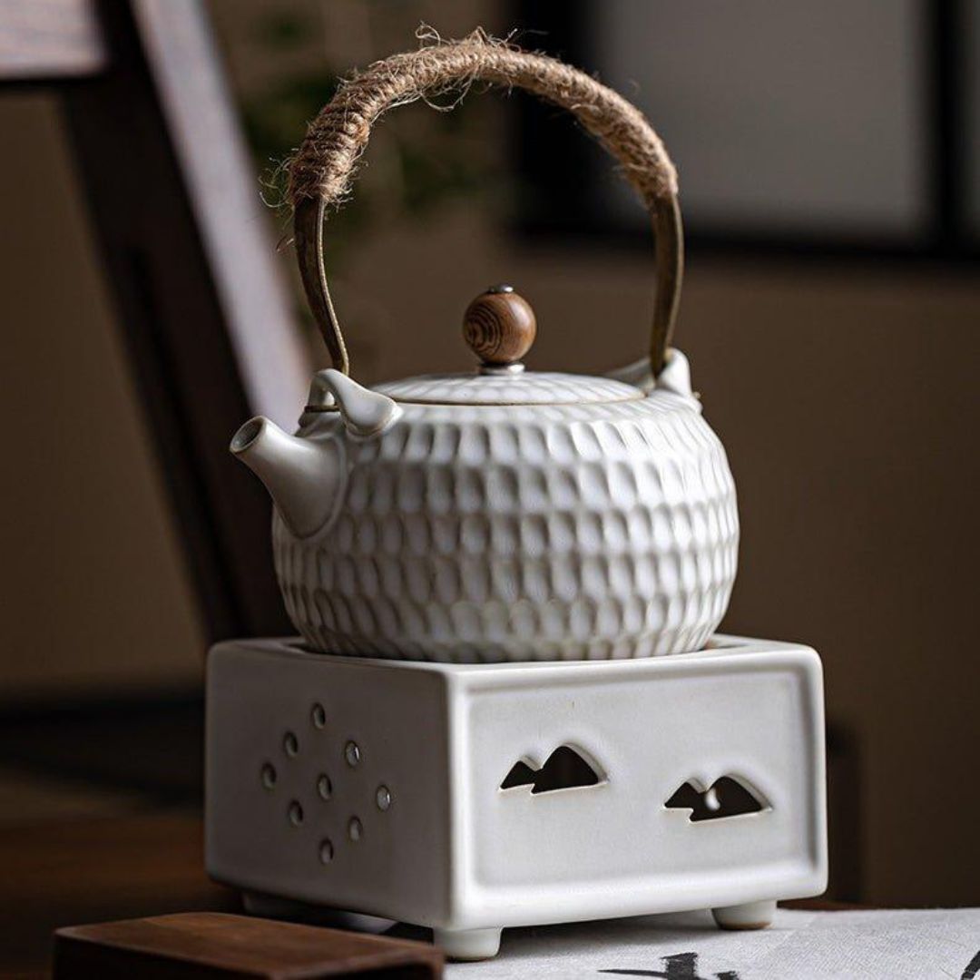 Dimpled White Ceramic Boiler Set