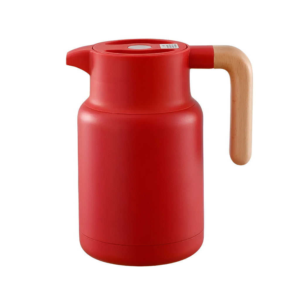 Sleek Insulated Carafe with Wood Grip for Effortless Serving