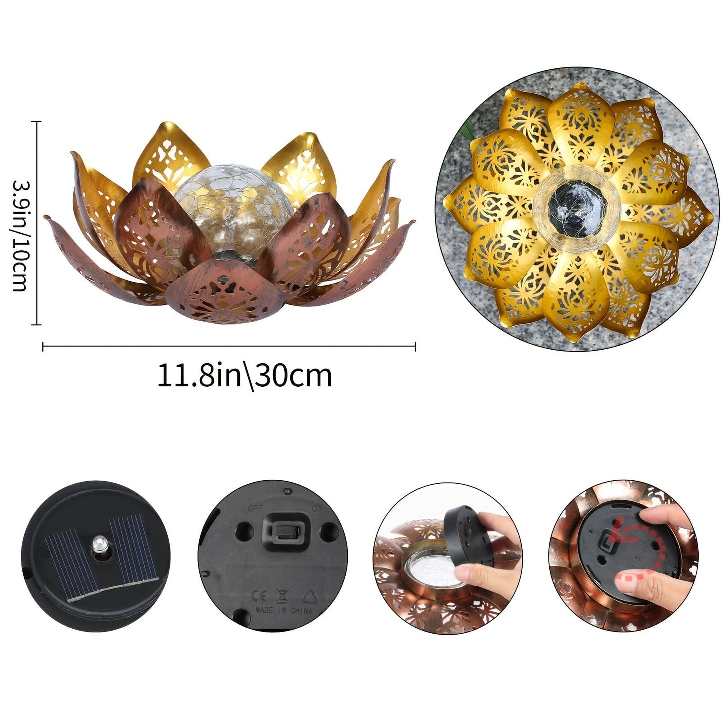 Solar Lotus Flower Table Lamp